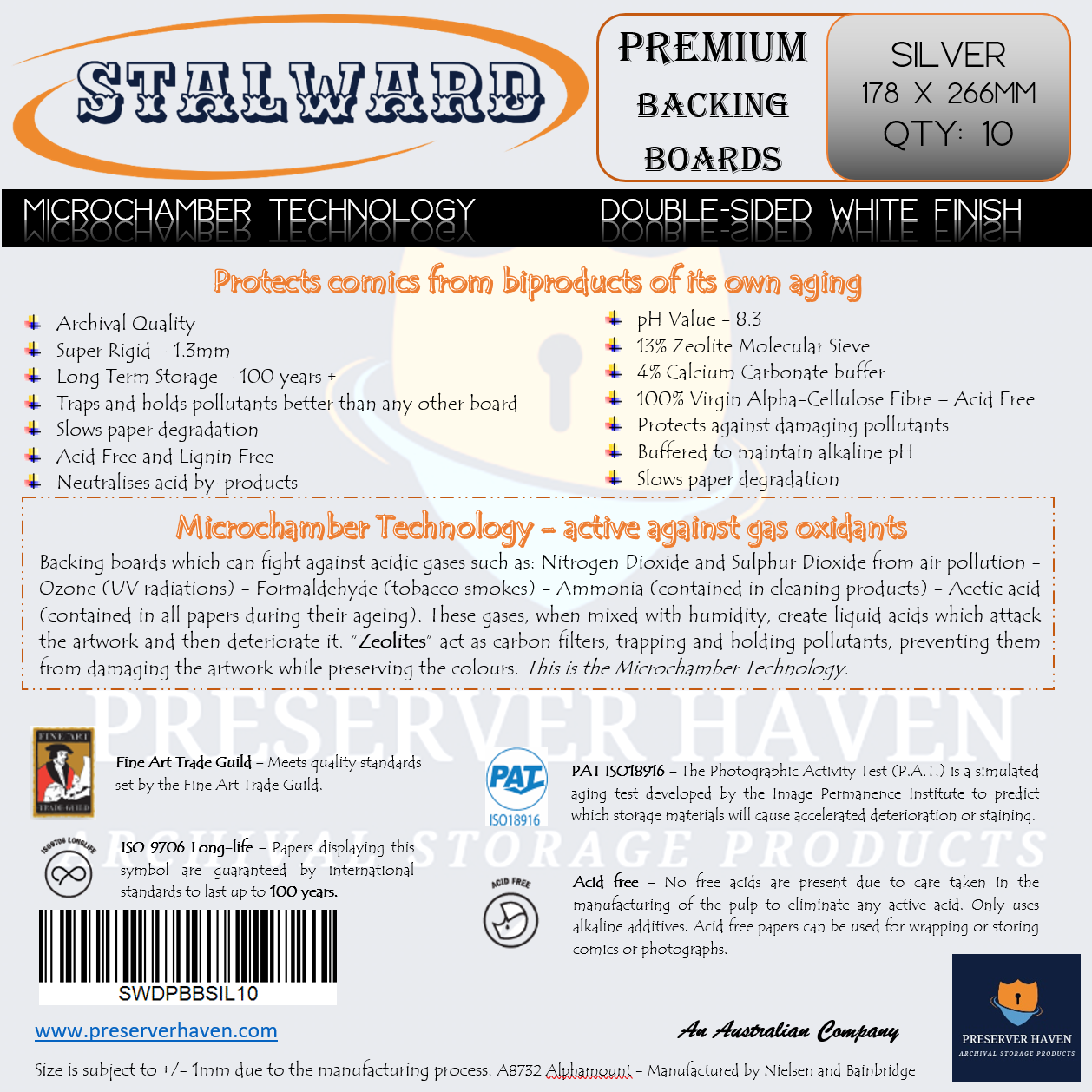 Stalward Premium Comic Backing Boards – Silver 10