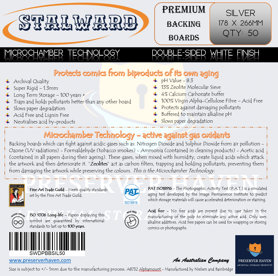Stalward Premium Comic Backing Boards – Silver 50
