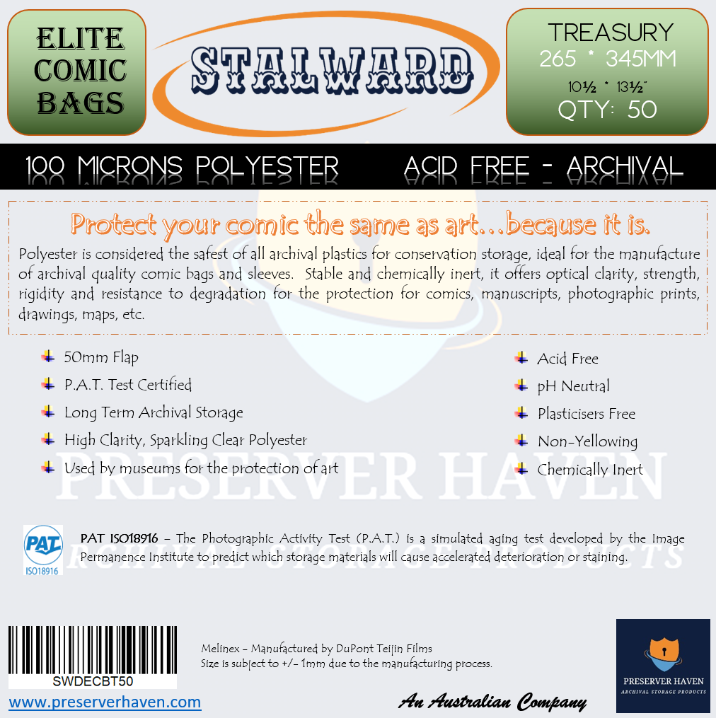Stalward Elite Polyester Comic Bags – Treasury 50