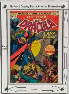 Comic Book Display Frame Golden size White with internal Dimensions.