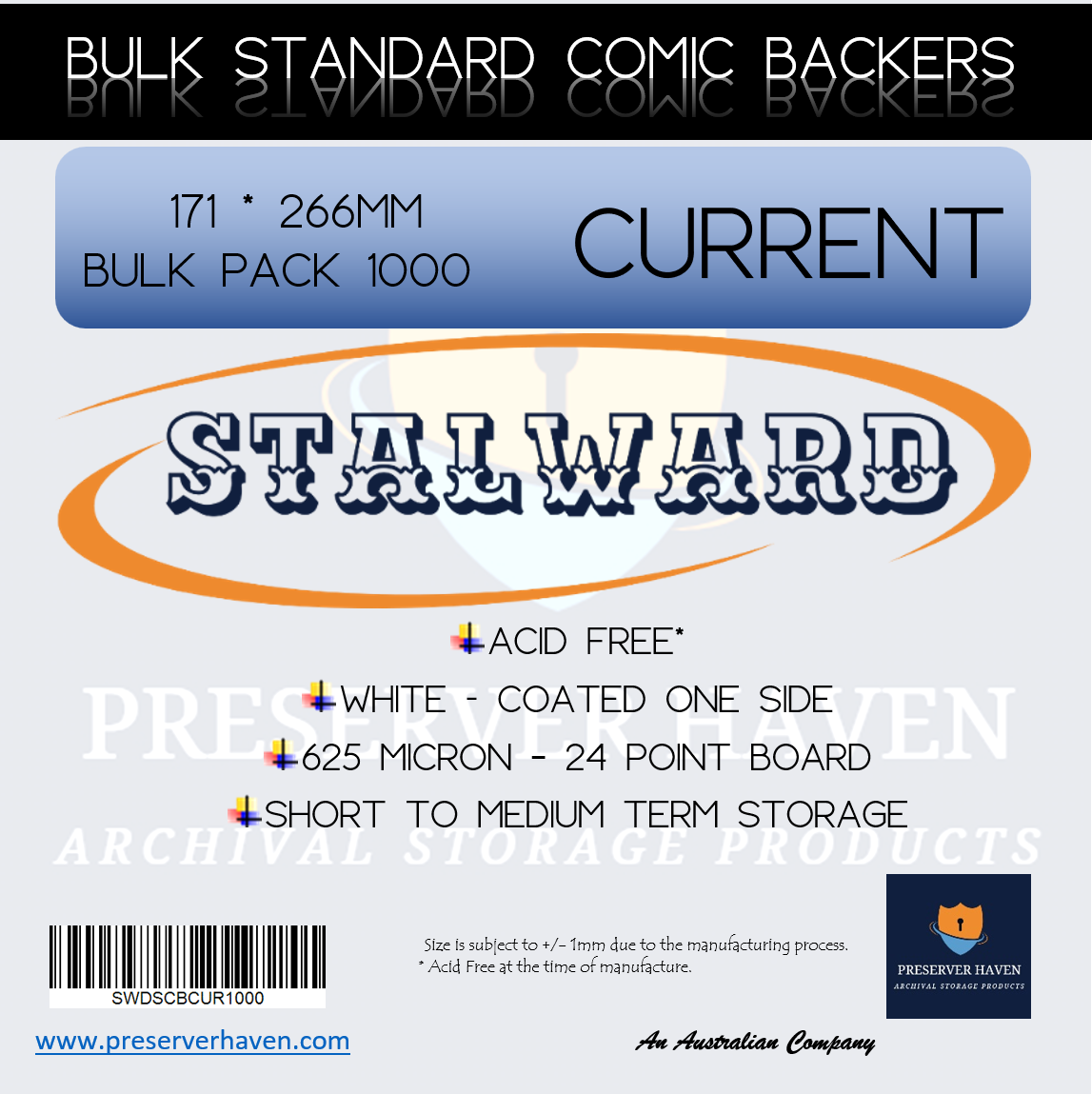 Stalward Standard Comic Backing Boards Bulk Pack Current 1000