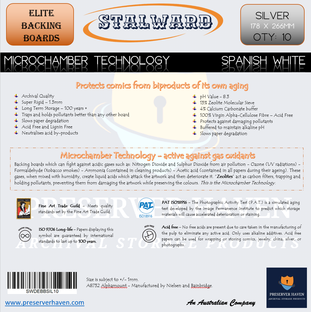 Stalward Elite Comic Backing Boards – Silver 10