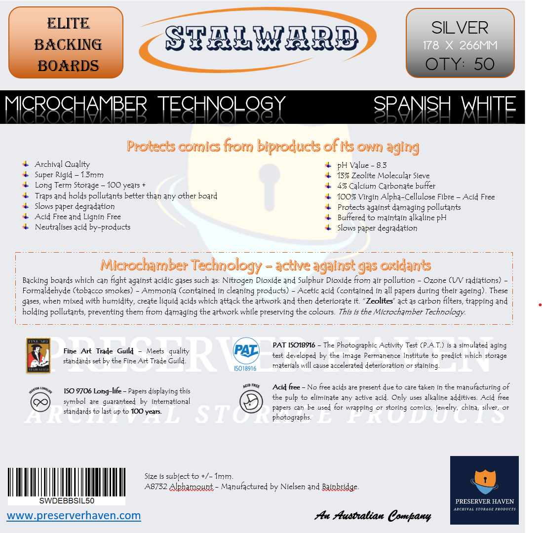 Stalward Elite Comic Backing Boards – Silver 50