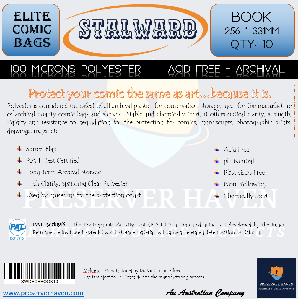Stalward Elite Polyester Comic Bags – Book