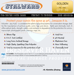 Premium Polyester Comic Bag Golden Pack 50