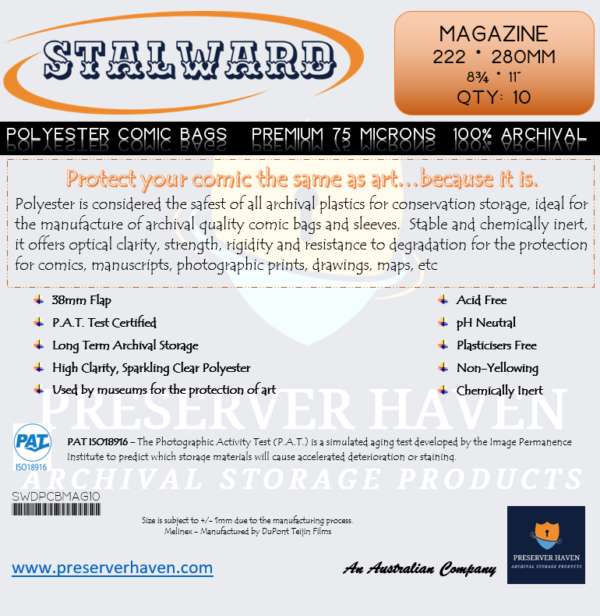 Premium Polyester Comic Bag Magazine Pack 10