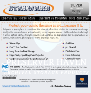 Premium Polyester Comic Bag Silver Pack 50