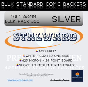 Stalward Comic Book Backing Boards Bulk 500 Silver