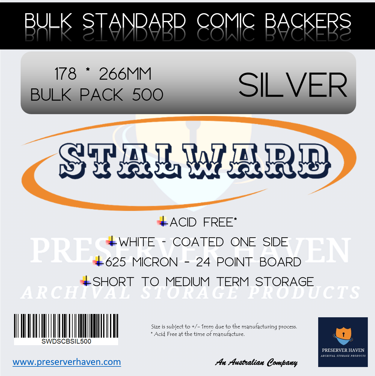 Stalward Standard Comic Backing Boards Bulk Pack Silver