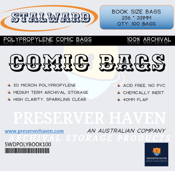 Stalward polypropylene book size standard comic bags