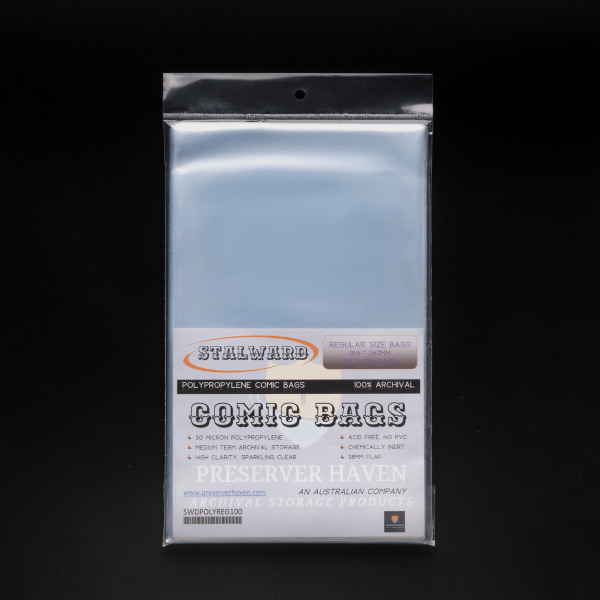 Stalward polypropylene regular size standard comic bags