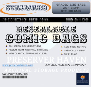 Stalward polypropylene graded size resealable standard comic bags