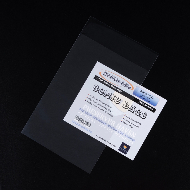 Stalward polypropylene manga size standard comic bags