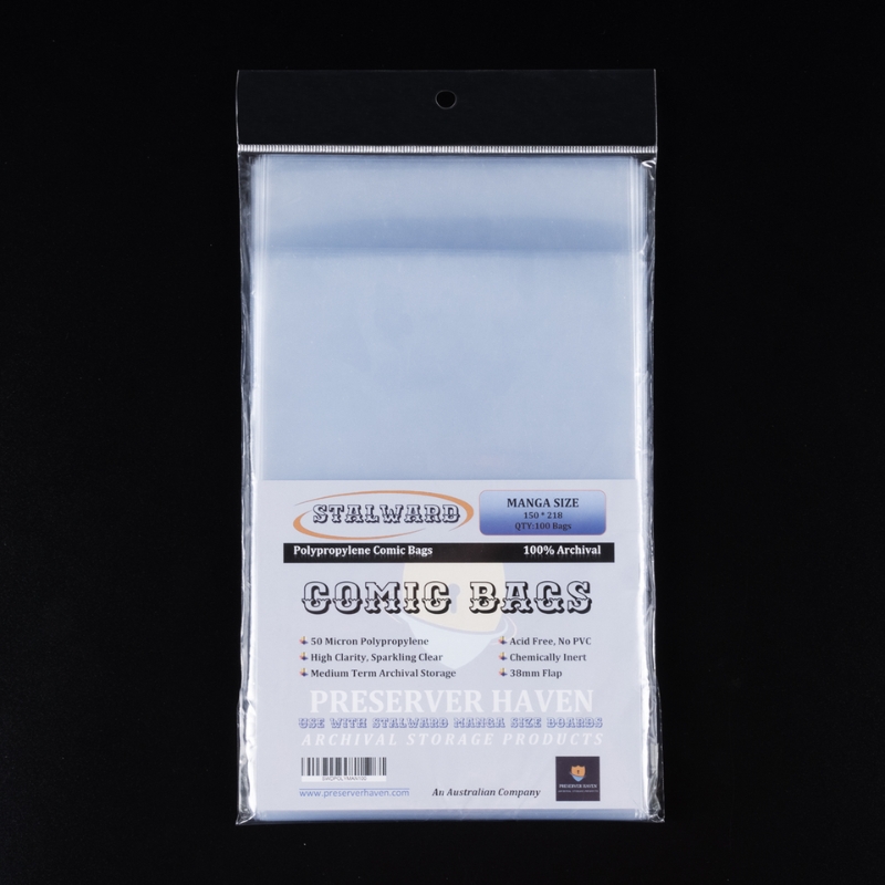 Stalward polypropylene manga size standard comic bags