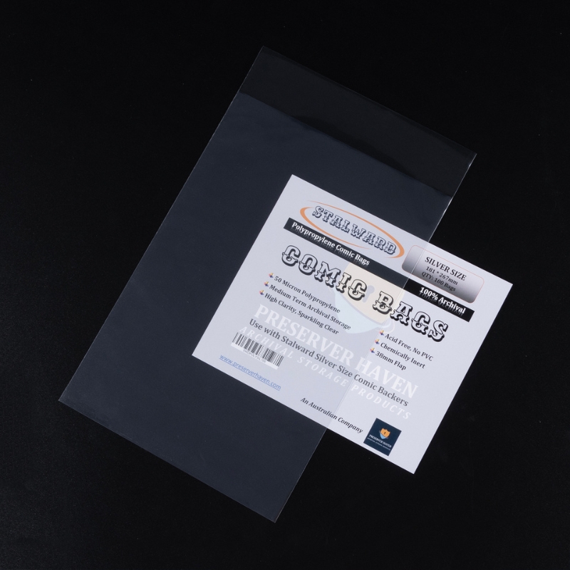 Stalward polypropylene silver size standard comic bags