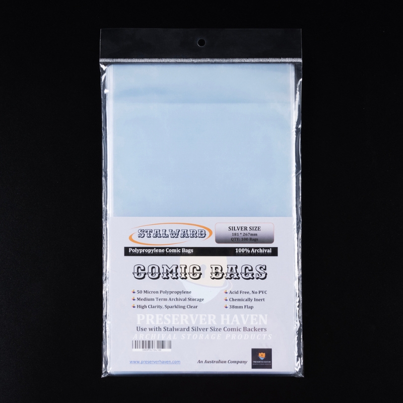Stalward polypropylene silver size standard comic bags